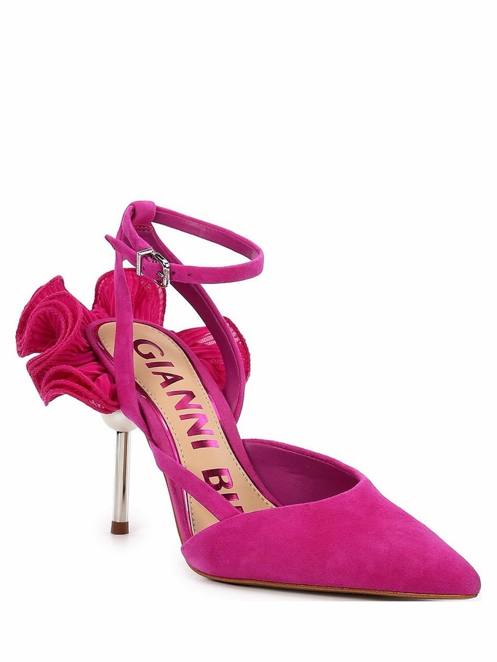 Gianni Bini Women's Fuchsia Pointed Toe Ruffle Slingback Heels 8.5M Never worn